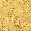 Big collection of dry uncooked pasta texture background Royalty Free Stock Photo