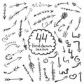 Big collection of hand drawn arrows and symbols Royalty Free Stock Photo