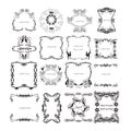 Big collection of hand drawn frame swirls and curles. Royalty Free Stock Photo