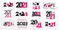 Big Collection of 2021 Happy New Year logo text design. 2021 number design template. Vector happy new year symbols with pink and Royalty Free Stock Photo