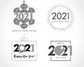 Big collection of 2021 Happy New Year signs Royalty Free Stock Photo