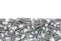 Big Collection Of Iron Screws, Wood Screws and Bolts With Free Space In The Upper Half Royalty Free Stock Photo