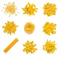Big collection of italian pasta on white Royalty Free Stock Photo