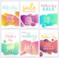 Big Collection of Mothers Day voucher templates, colorful abstract backgrounds