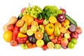 Big collection multi-colored juicy vegetables and fruits isolated on white background Royalty Free Stock Photo