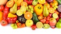 Big collection multi-colored juicy vegetables and fruits isolated on white background Royalty Free Stock Photo