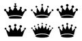 Big collection quality crowns. Crown icon set. Collection of crown silhouette Royalty Free Stock Photo