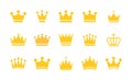 Big collection quolity crowns. Gold crown. Royal Crown icons collection set. Vintage crown. Vector illustration Royalty Free Stock Photo