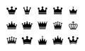 Big collection quolity crowns. Royal Crown icons collection set. Vintage crown. Vector illustration Royalty Free Stock Photo