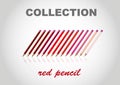 Big collection RED color pencil Royalty Free Stock Photo