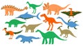 Big collection set of different types dinosaurs. Land, marine, flying dino.