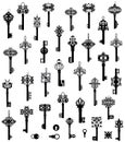 The big collection of silhouettes of keys Royalty Free Stock Photo