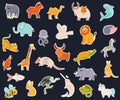Big collection of stickers with cute animals Royalty Free Stock Photo