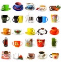 Big collection of tea mugs and coffee cups