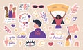 Big collection of trendy feminism stickers