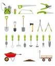 Big collection of various gardening hand tools