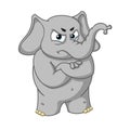 Big collection vector cartoon characters of elephants on an isolated background. Angry, arms crossed