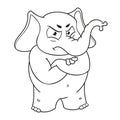 Big collection vector cartoon characters of elephants on an isolated background. Angry, arms crossed