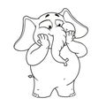 Big collection vector cartoon characters of elephants on an isolated background. Excited Surprised