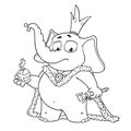 Big collection vector cartoon characters of elephants on an isolated background. The proud king