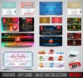 Big Collection of Voucher Gift Card layout templates Royalty Free Stock Photo