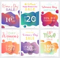 Big Collection of Womens Day sale banner templates, colorful abstract shapes backgrounds