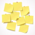 Big collection yellow sticker pinned pushbutton with curled corner, ready for your message Royalty Free Stock Photo