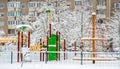 outdoor playground equipment in winter Royalty Free Stock Photo