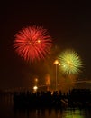 Big and colorful firework explode in dark sky in celebration time