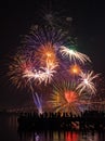 Big and colorful firework explode in dark sky in celebration time