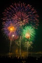 Big and colorful firework explode in dark sky in celebration time