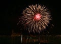 Big colorful fireworks explode in Venice in dark sky,New Year fireworks in Venice, 4 July, Independence, fireworks explode, New Ye