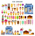 Big colorful Ice cream collection, set of vector elements, isolated on white. Royalty Free Stock Photo