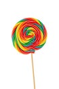 Big colorful swirling lollipop isolated on white