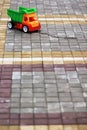 Big colorful truck left behind on the road Royalty Free Stock Photo