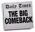 The Big Comeback Successful Return Newspaper Headline Royalty Free Stock Photo