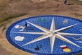 Big compass built on the ground in Coruna, Galicia, Spain