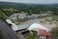 Big Concrete Dam Drainage Much Water made a Big Flood. Royalty Free Stock Photo