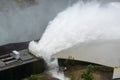 Big Concrete Dam Drainage Much Water made a Big Flood. Royalty Free Stock Photo