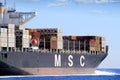 Big container ship MSC ABIDJAN sailing in open waters. Royalty Free Stock Photo