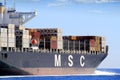 Big container ship MSC ABIDJAN sailing in open waters.