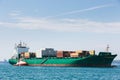 Big container ship with towboat Royalty Free Stock Photo