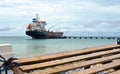 Big Corn Island Nicaragua oil tanker dock on Picnic Center Beach Royalty Free Stock Photo