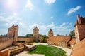 Big court with tower and walls of Blandy-les-Tours castle