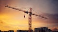 Big crane and building construction against beautiful dusky sky Royalty Free Stock Photo