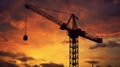 Big crane and building construction against beautiful dusky sky Royalty Free Stock Photo