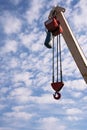 Big crane lift with hook industry mechanism ship car boat vehicle,