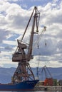 Big cranes, harbor, freight ships in Rijeka, Croatia