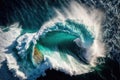 Big crashing wave. Aerial view of stormy ocean. Royalty Free Stock Photo