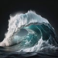 Big crashing wave. Aerial view of stormy ocean.